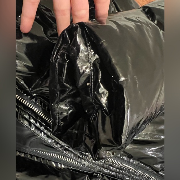 AOC Patent Black Coat Jacket Sexy Winter Ready size small EUC $$$ - Picture 5 of 11